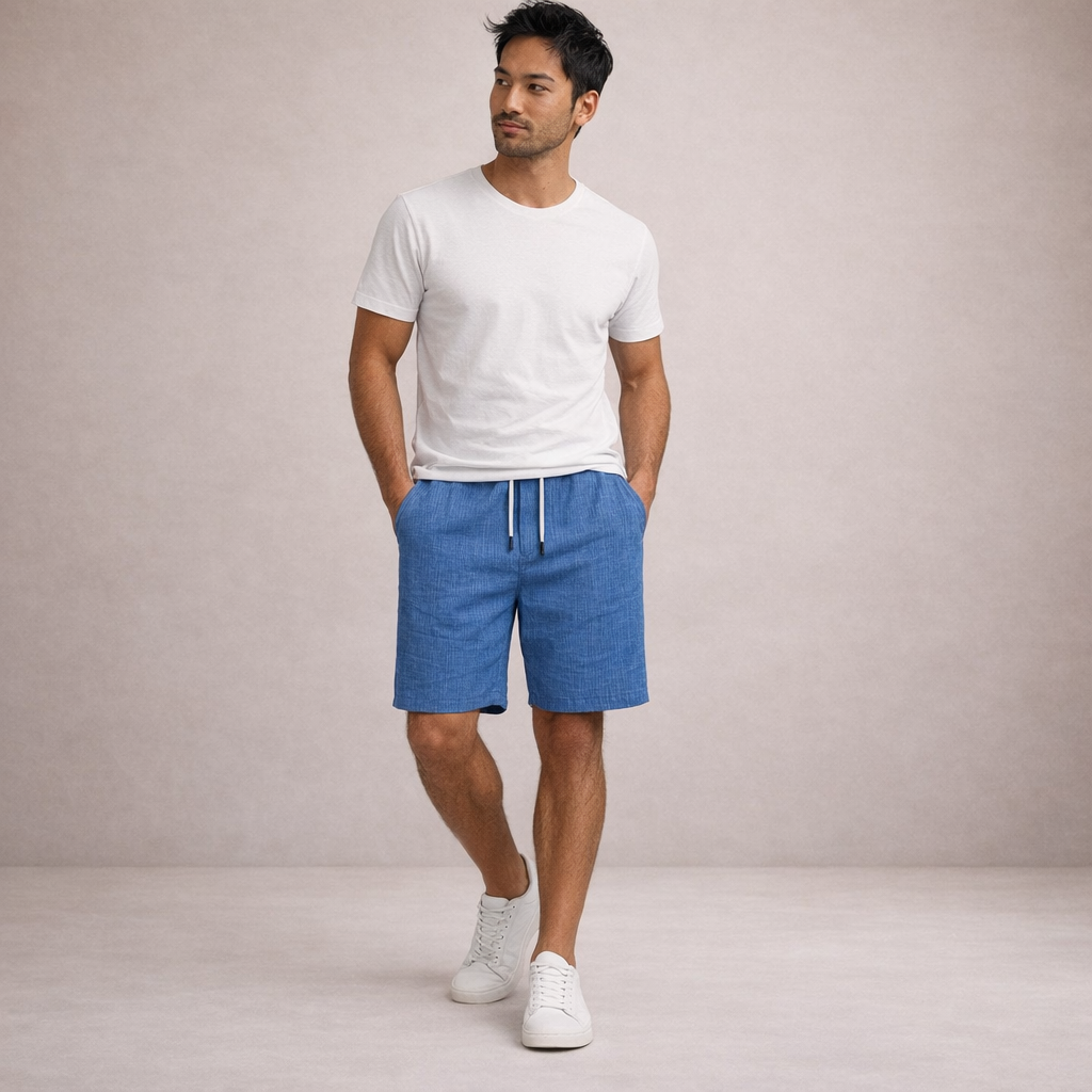 Men's Regular Fit Linen Summer Shorts Breathable Casual