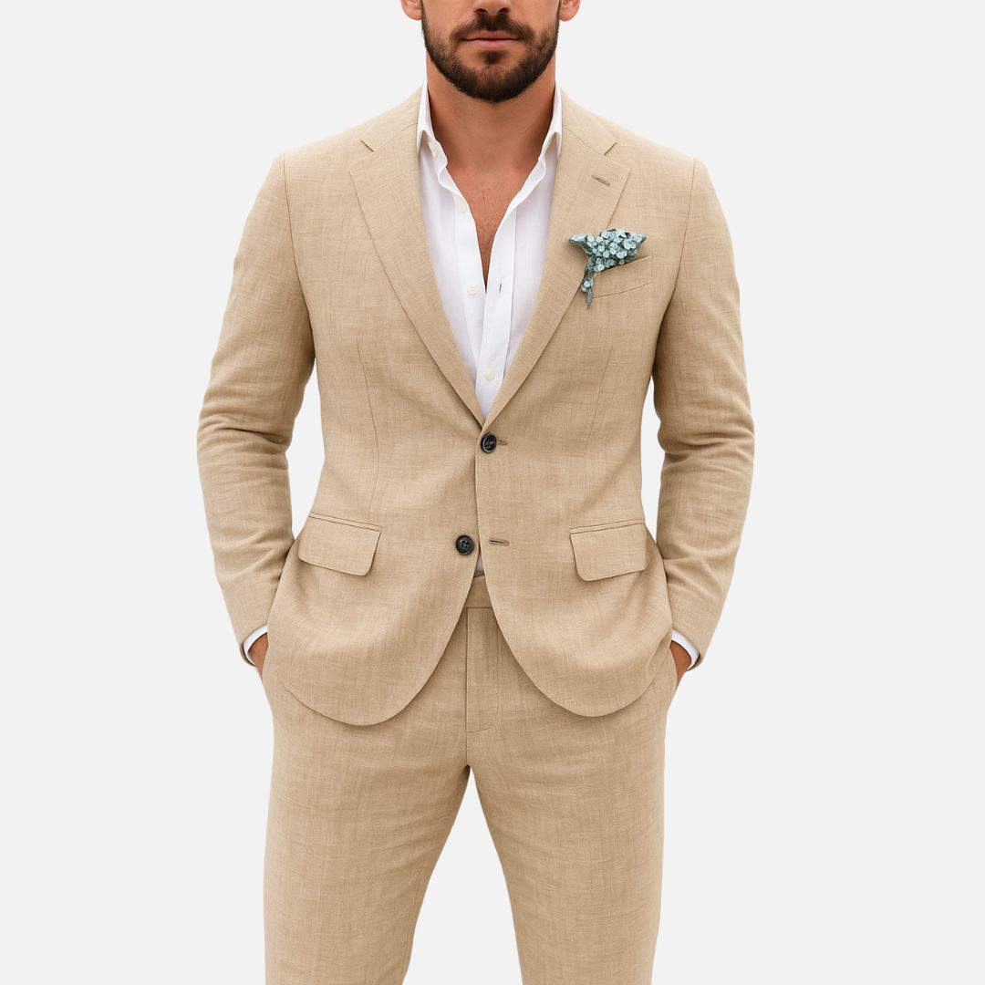Men's Premium Tailored Linen Suit for Weddings and Events