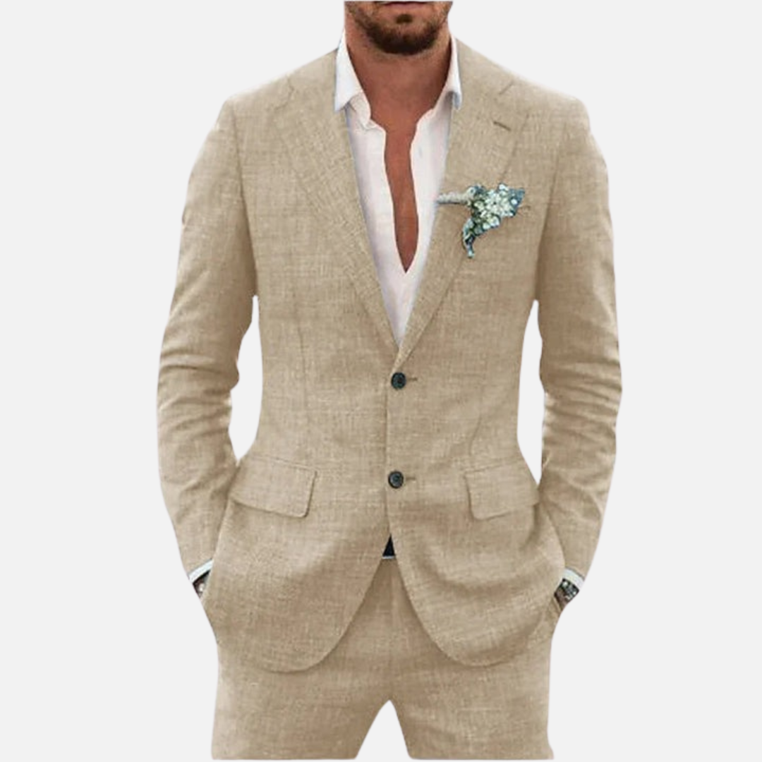 Men's Premium Tailored Linen Suit for Weddings and Events