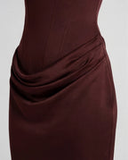 Women's Pleated Maxi Dress Off-Shoulder Cinched Waist Sling Dress