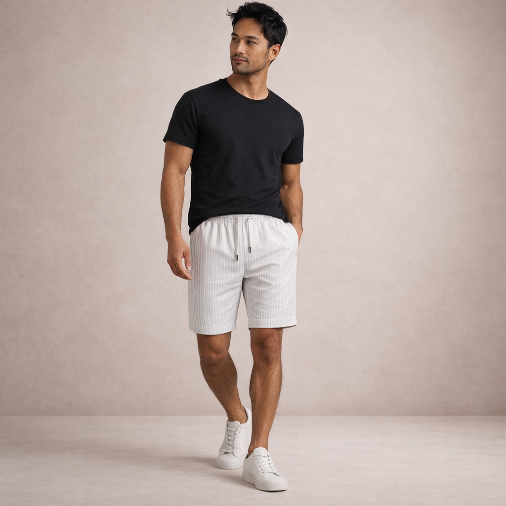 Men's Regular Fit Linen Summer Shorts Breathable Casual