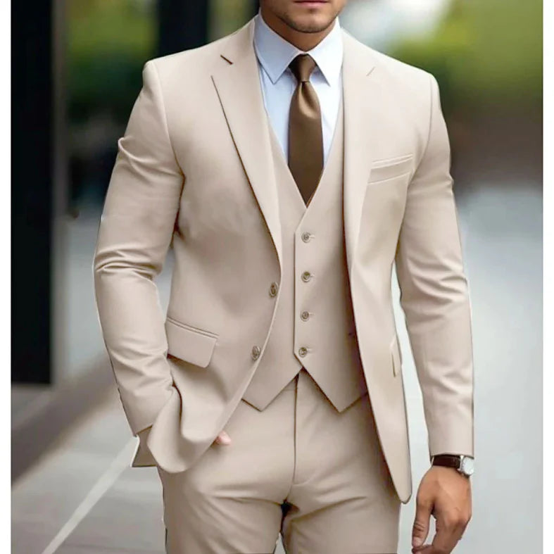 Men's 3-Piece Slim Fit Suit Blazer Waistcoat & Trousers
