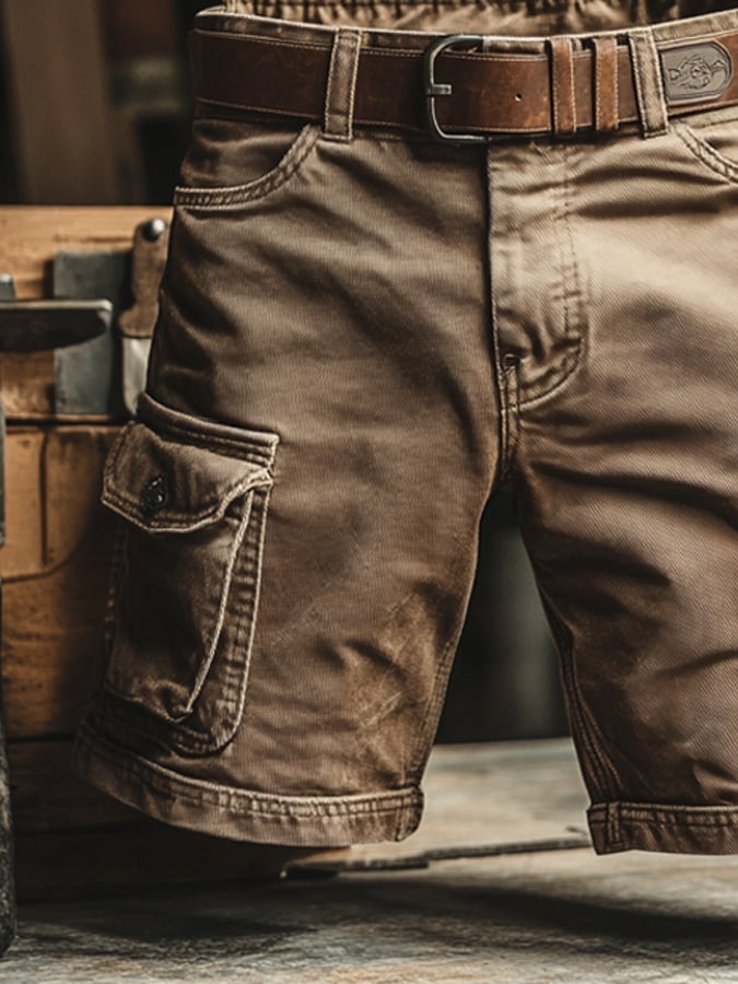 Men's Vintage Cargo Shorts Multi-Pocket Durable Summer Shorts