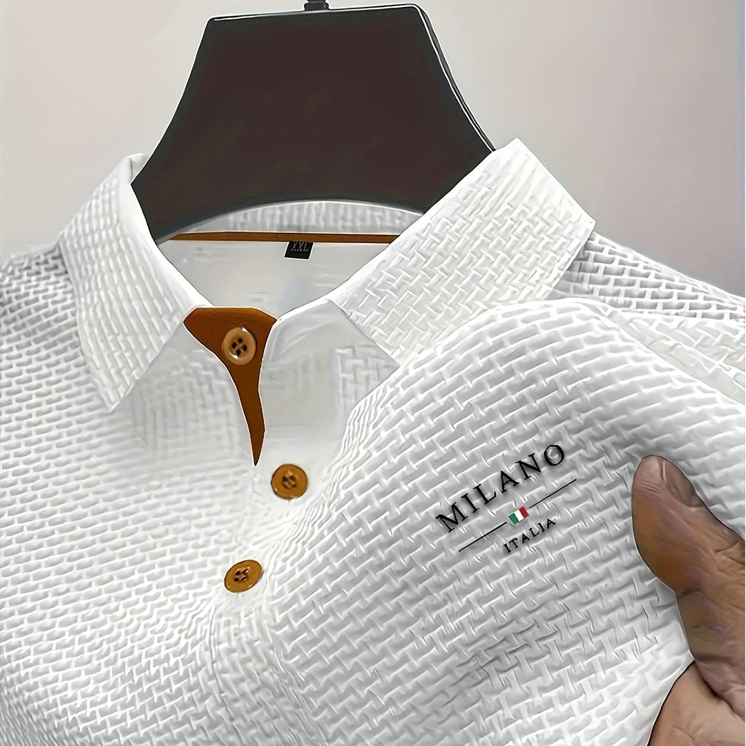 Men's Textured Polo Shirt Smart Casual Everyday Style
