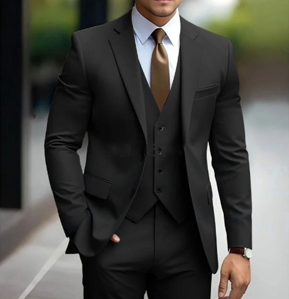 Men's 3-Piece Slim Fit Suit Blazer Waistcoat & Trousers