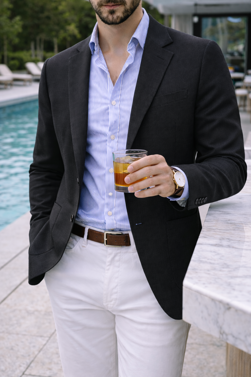 Men's Knit Blazer Smart Casual Structured Regular Fit Jacket