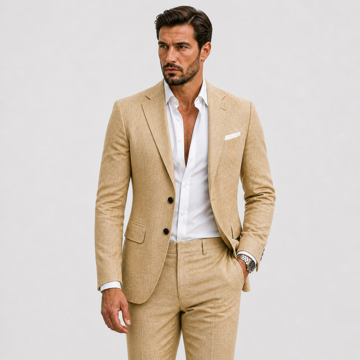 Men's Tailored Linen Suit for Summer Weddings and Smart Occasions
