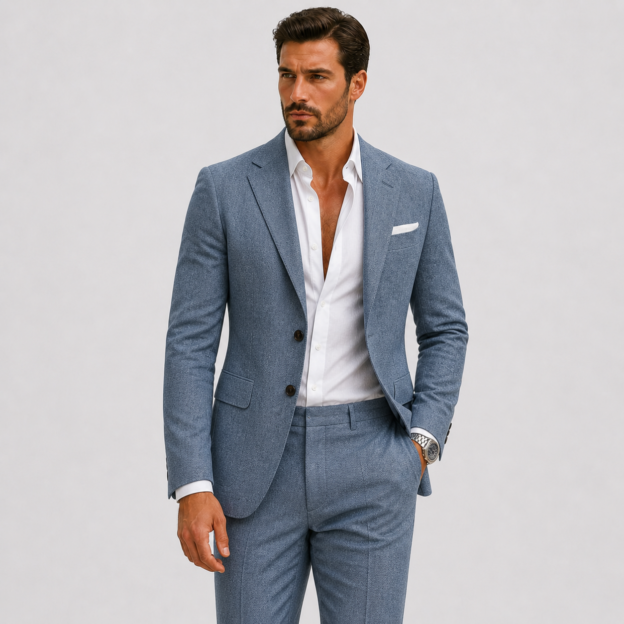 Men's Tailored Linen Suit for Summer Weddings and Smart Occasions