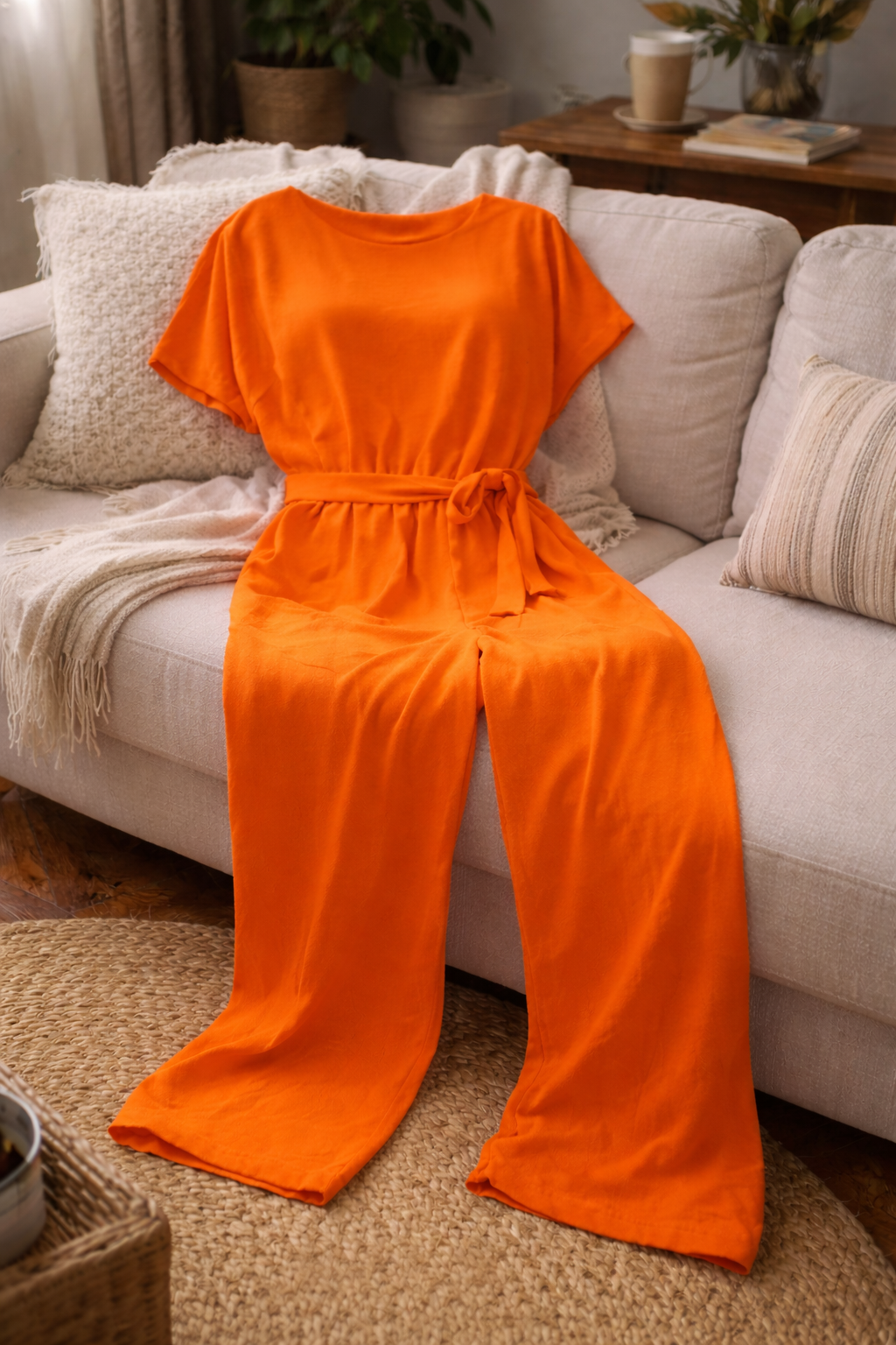 Women's Wide-Leg Belted Jumpsuit Relaxed Fit Summer Style