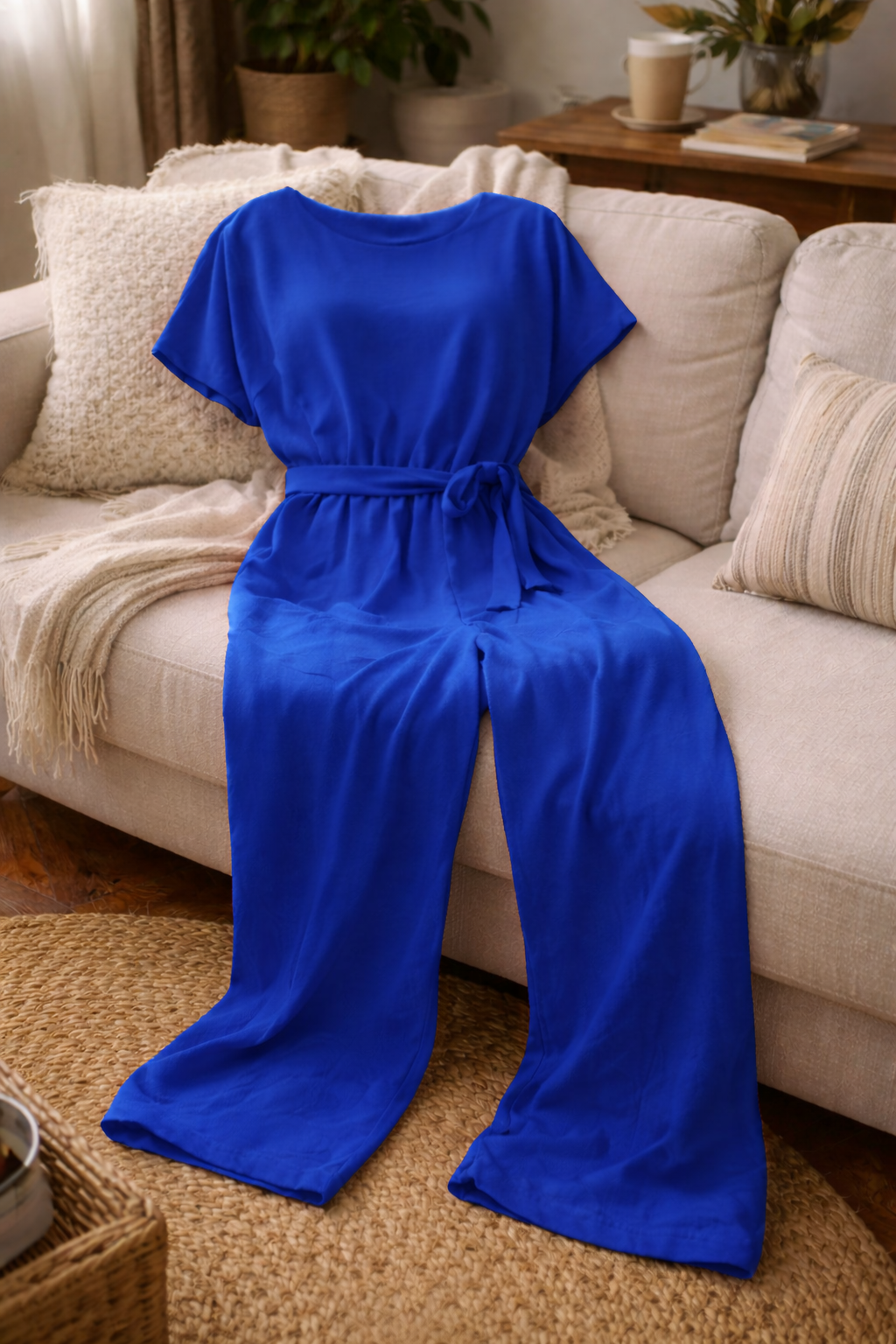 Women's Wide-Leg Belted Jumpsuit Relaxed Fit Summer Style