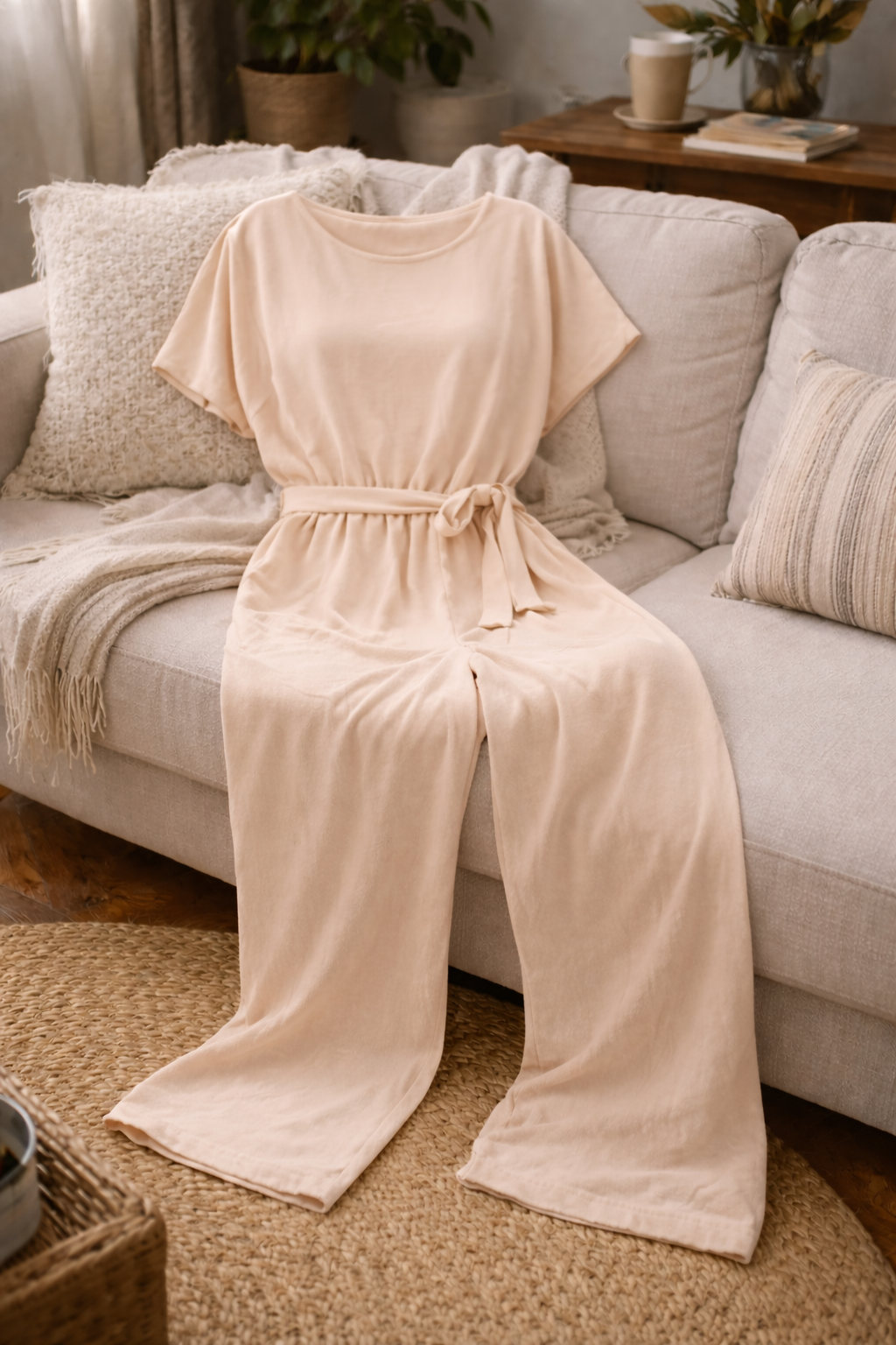 Women's Wide-Leg Belted Jumpsuit Relaxed Fit Summer Style