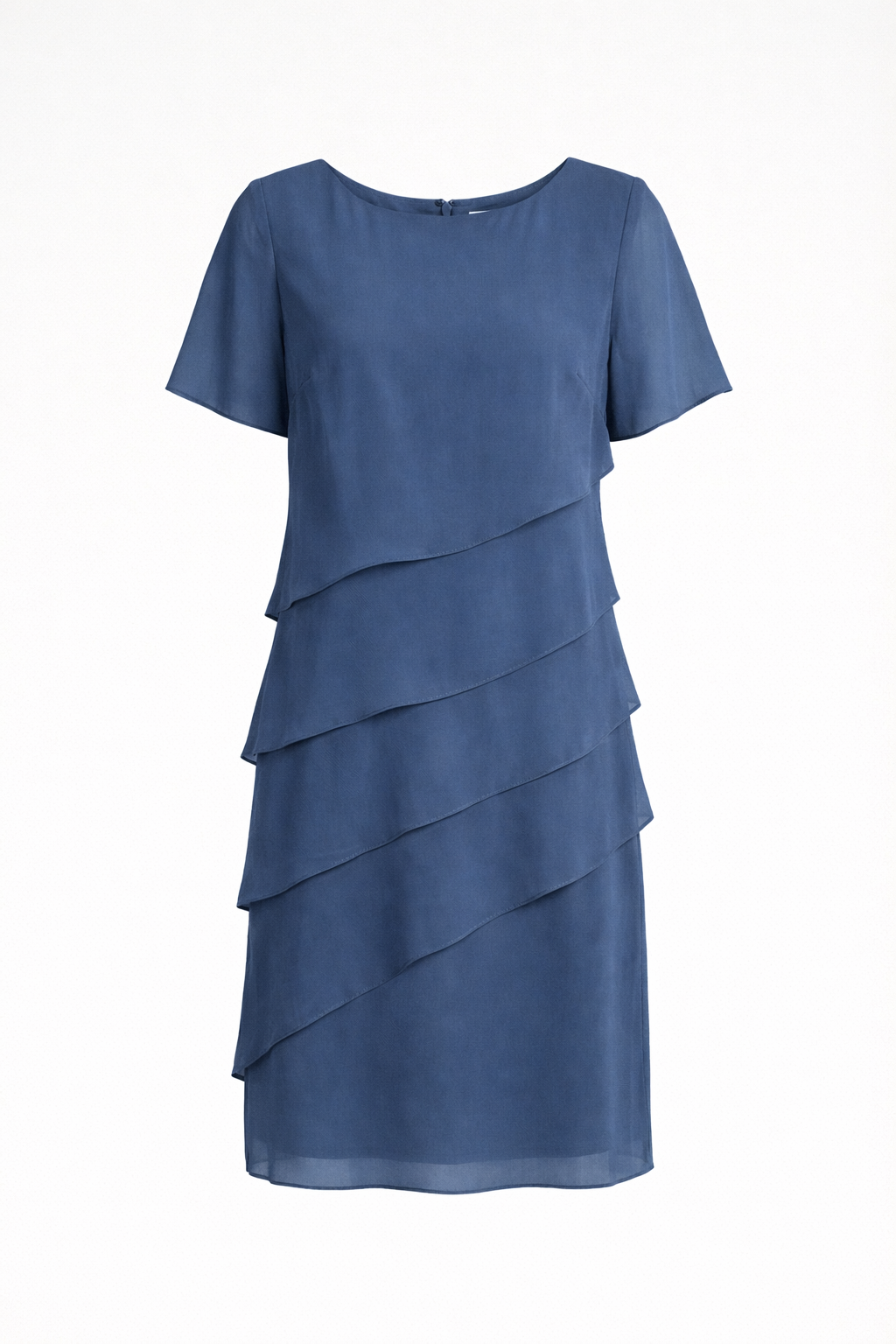 Women's Chiffon Evening Dress with Layered Short Sleeve Detail