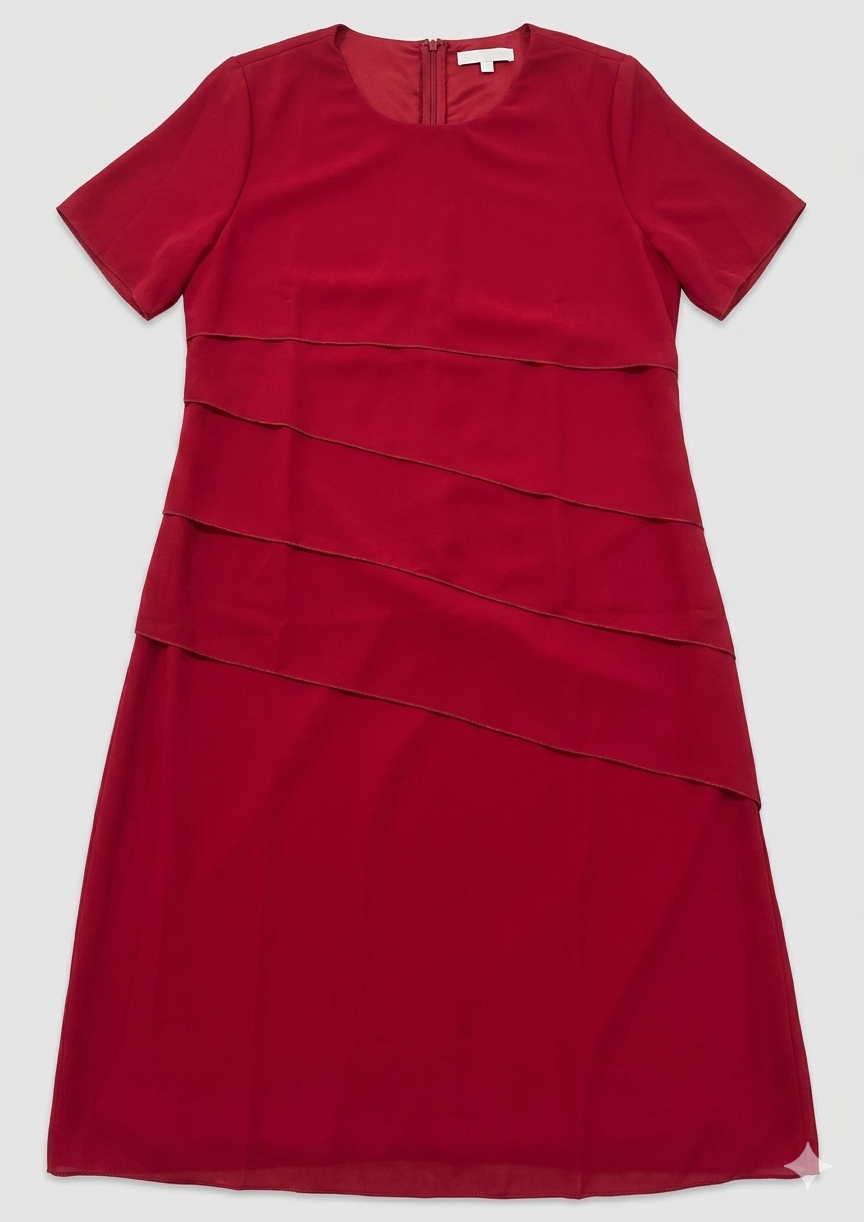 Women's Chiffon Evening Dress with Layered Short Sleeve Detail