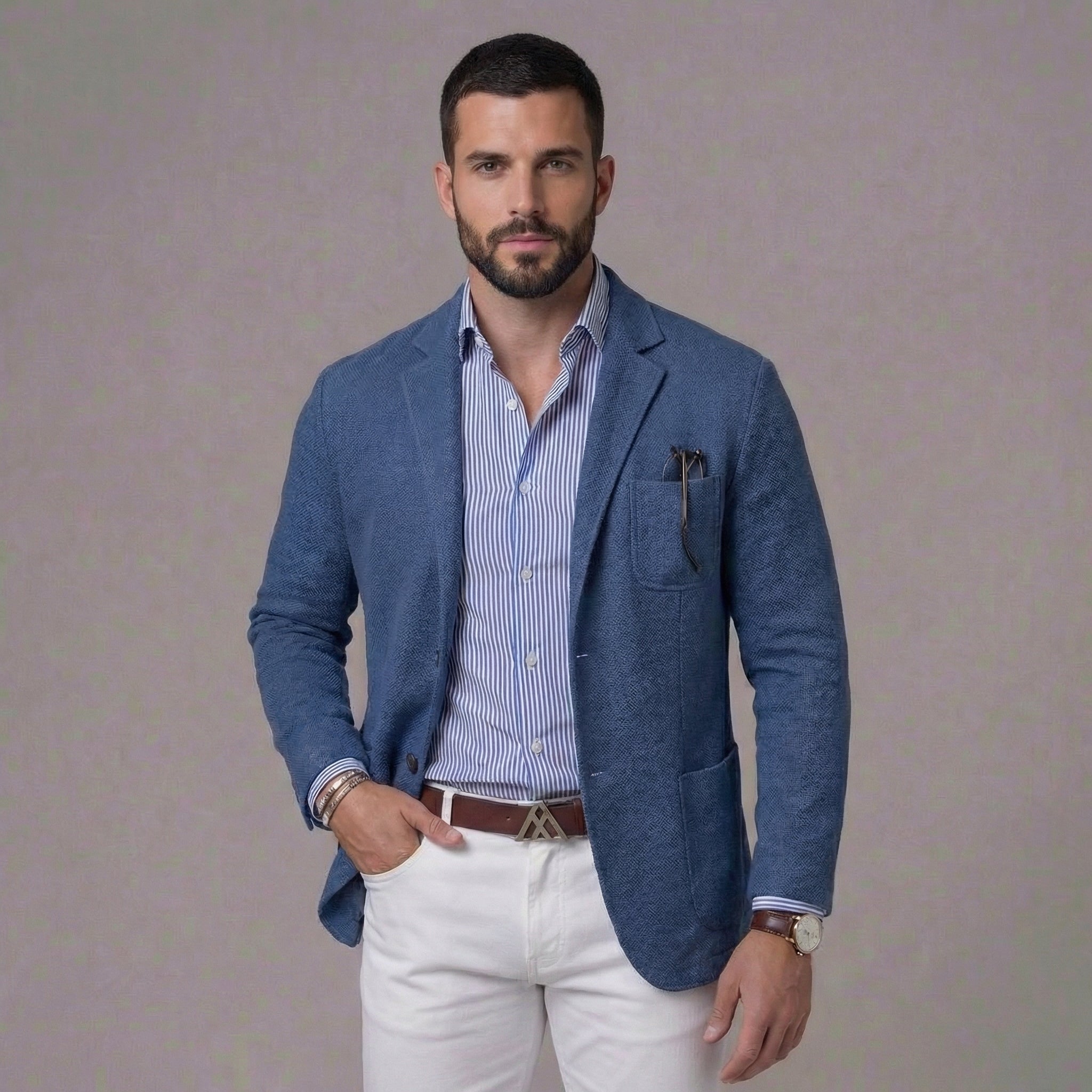 Men's Casual Linen Blazer Lightweight Unstructured Smart Jacket