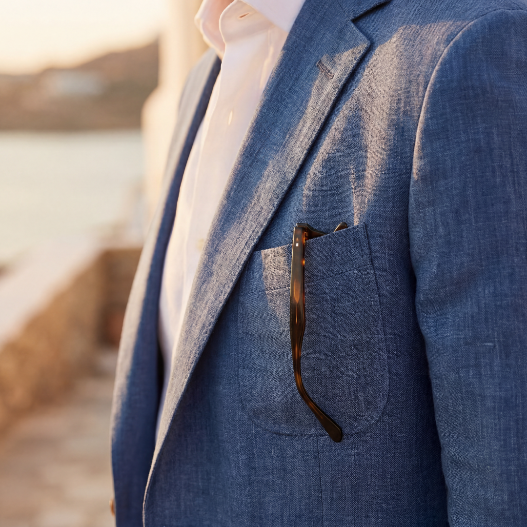 Men's Linen Blazer Unstructured Notch Lapel Lightweight Casual Jacket