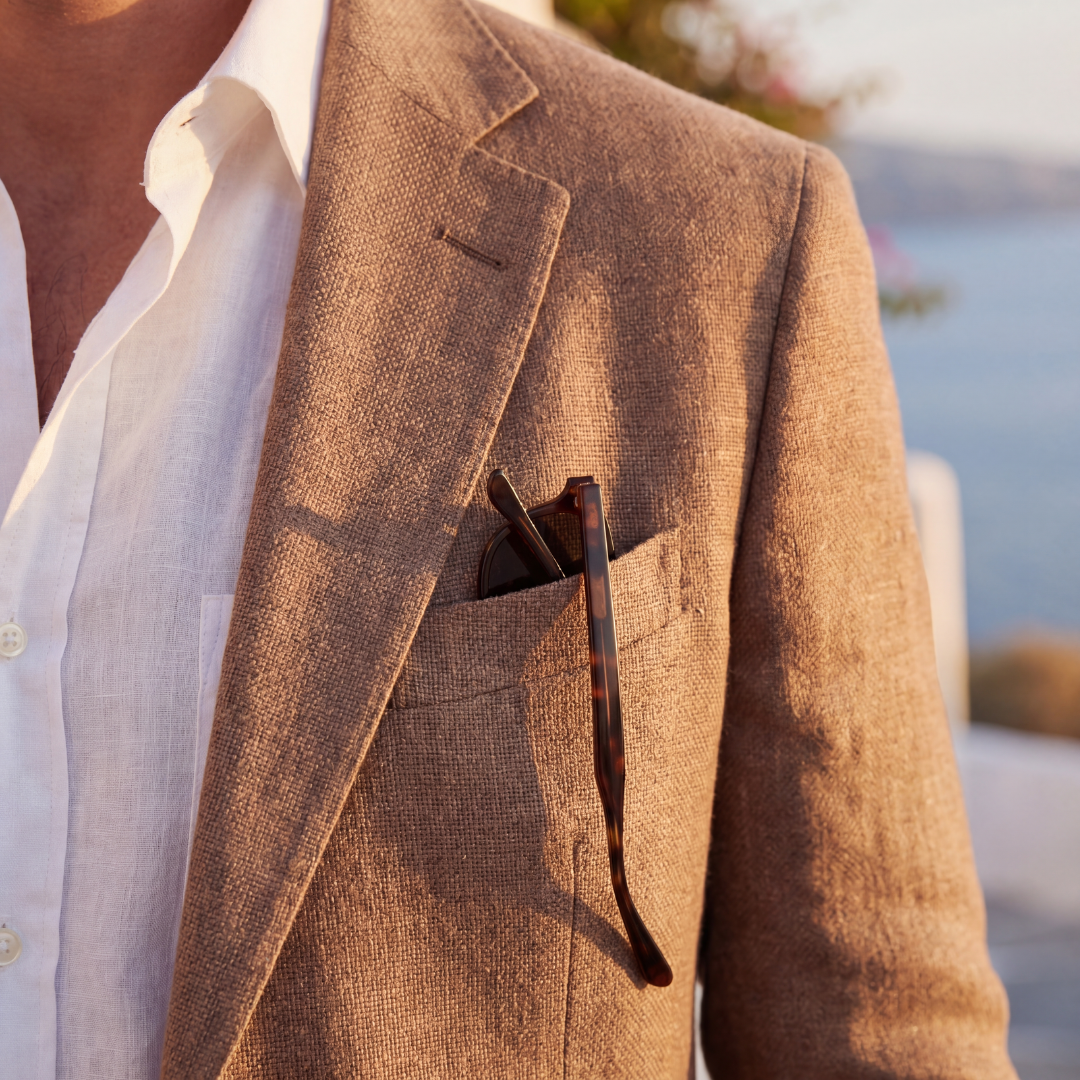 Men's Linen Blazer Unstructured Notch Lapel Lightweight Casual Jacket