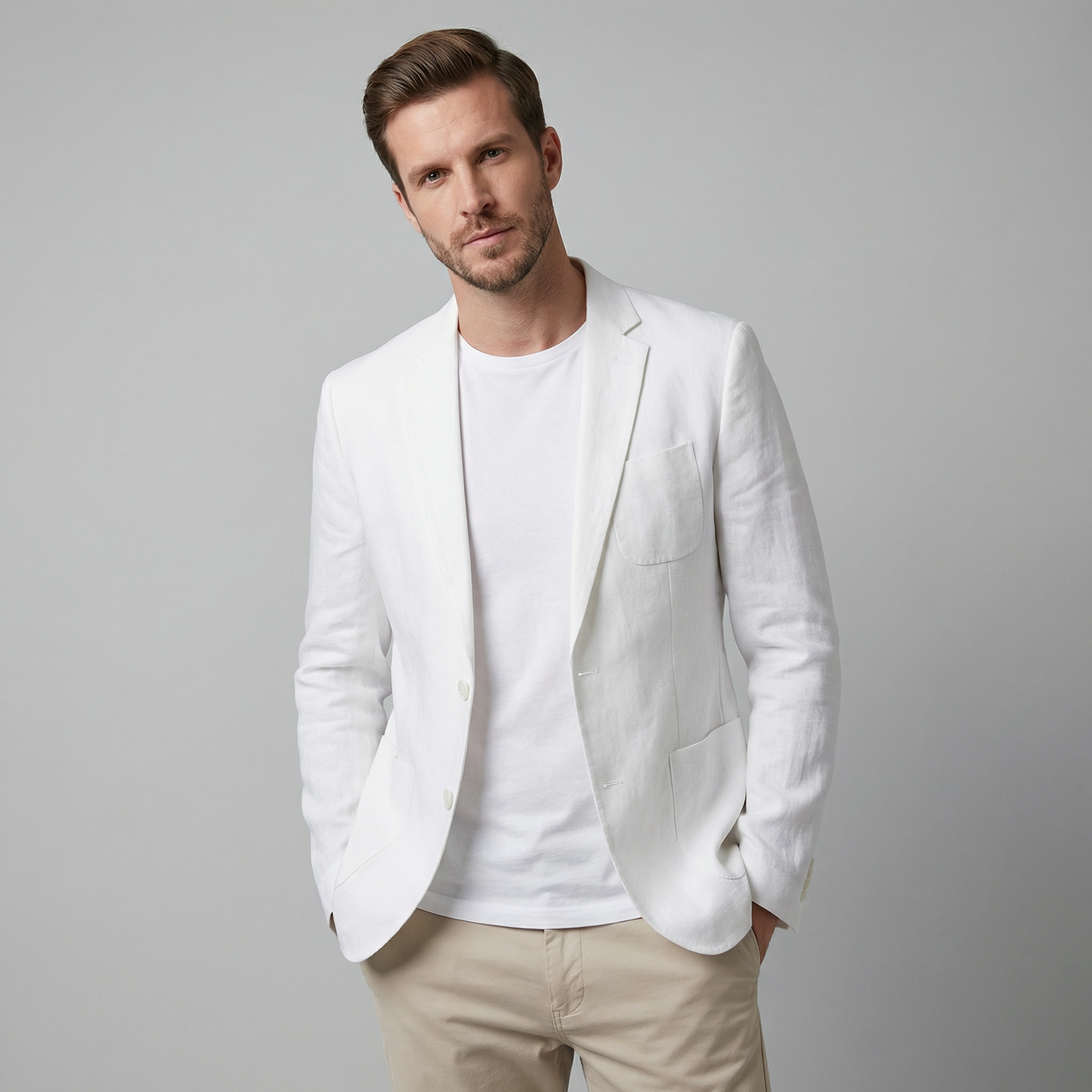 Men's Linen Blazer Jacket Breathable Relaxed Summer Smart Casual