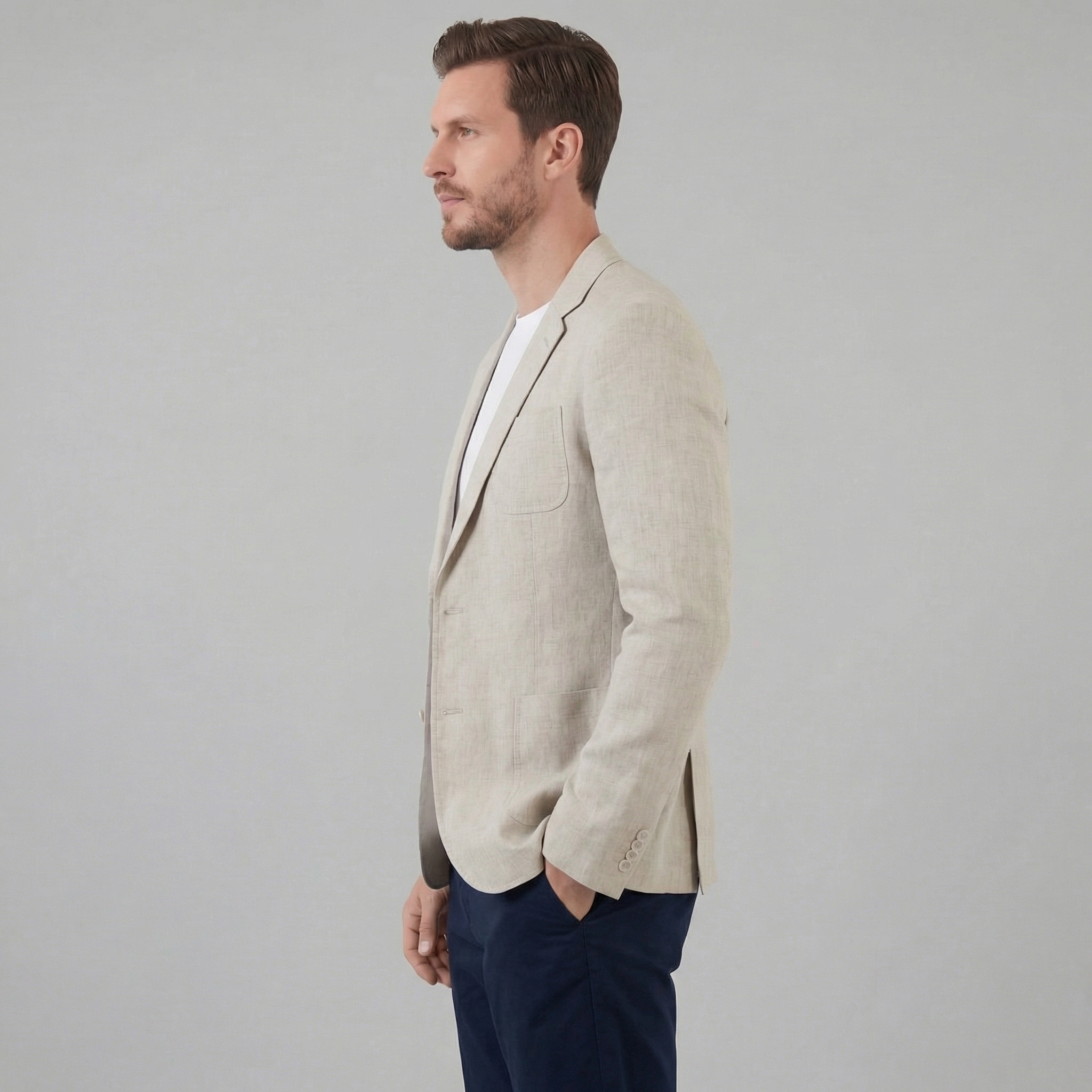 Men's Linen Blazer Jacket Breathable Relaxed Summer Smart Casual