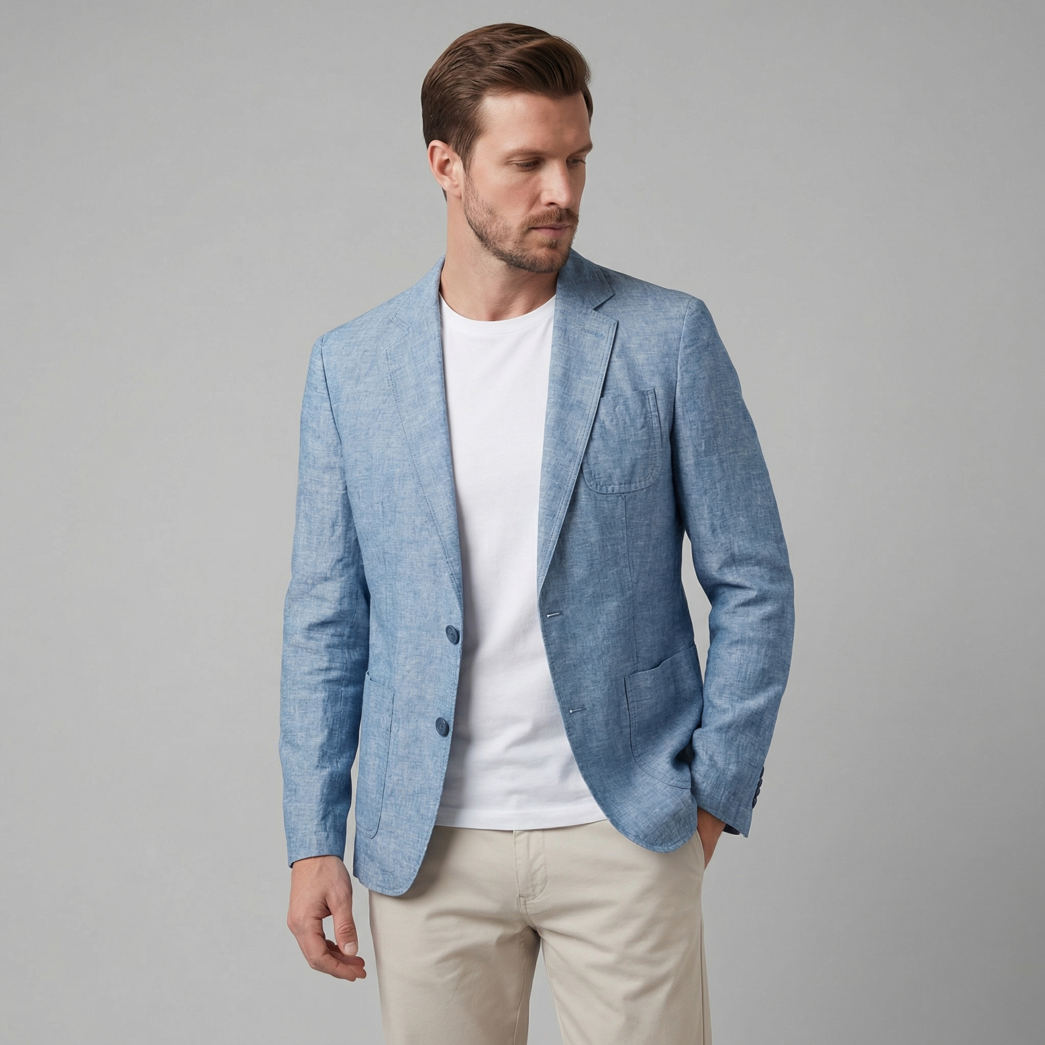 Men's Linen Blazer Jacket Breathable Relaxed Summer Smart Casual