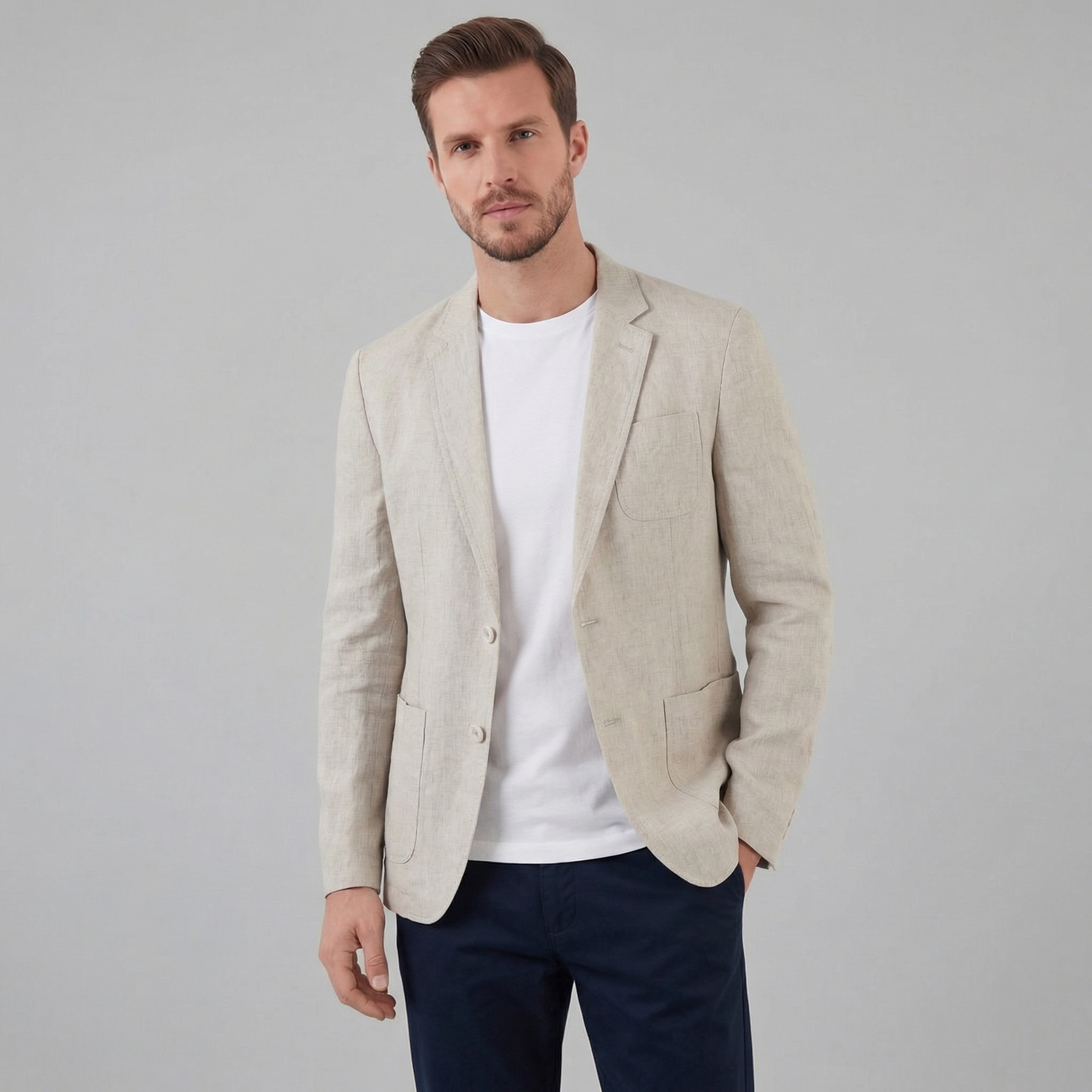 Men's Linen Blazer Jacket Breathable Relaxed Summer Smart Casual