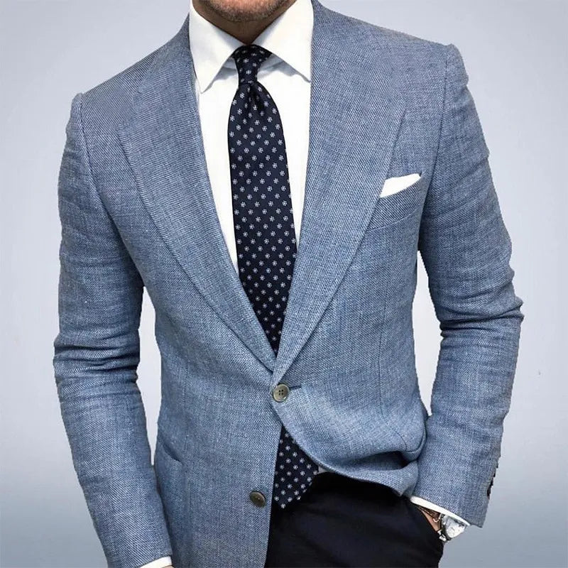 Men's Tailored Textured Blazer Lightweight Breathable Spring Jacket