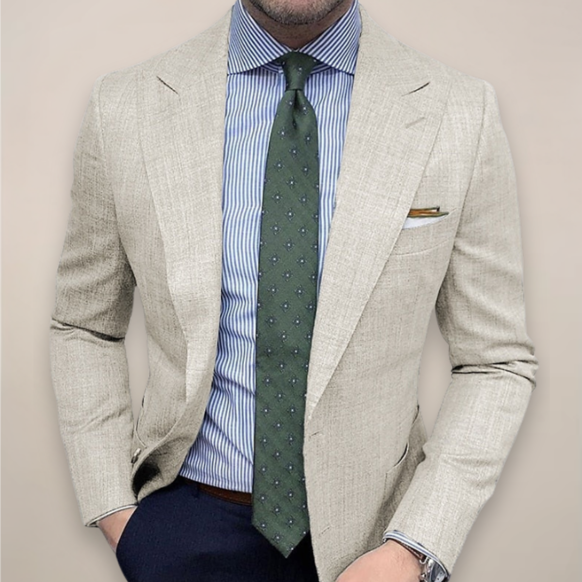 Men's Tailored Textured Blazer Lightweight Breathable Spring Jacket