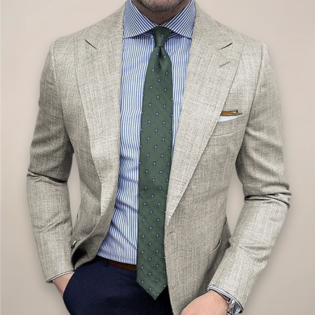 Men's Tailored Textured Blazer Lightweight Breathable Spring Jacket