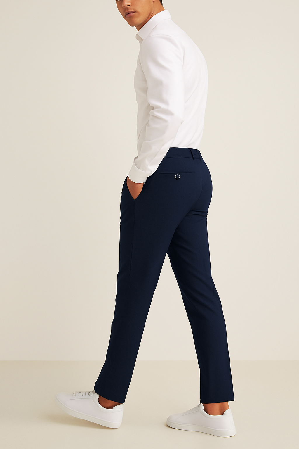 Men's Tailored Slim Leg Trousers Classic Flat Front