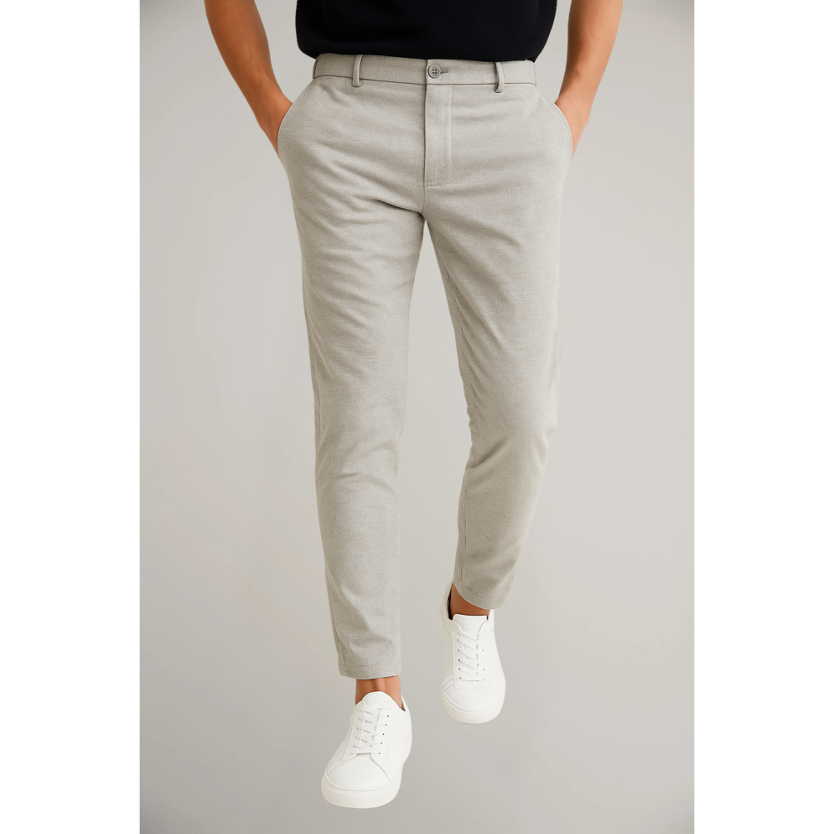 Men's Tailored Slim Leg Trousers Classic Flat Front