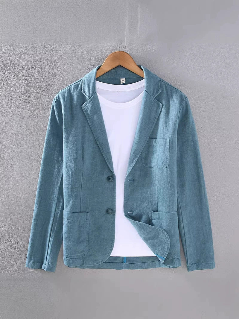 Men's Unstructured Linen Summer Suit Blazer Smart Casual