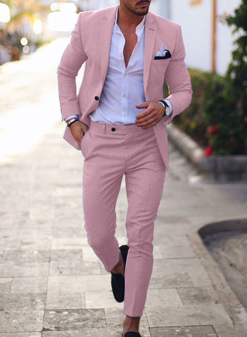 Men's Premium Linen Two-Piece Suit Slim Fit Wedding Suit
