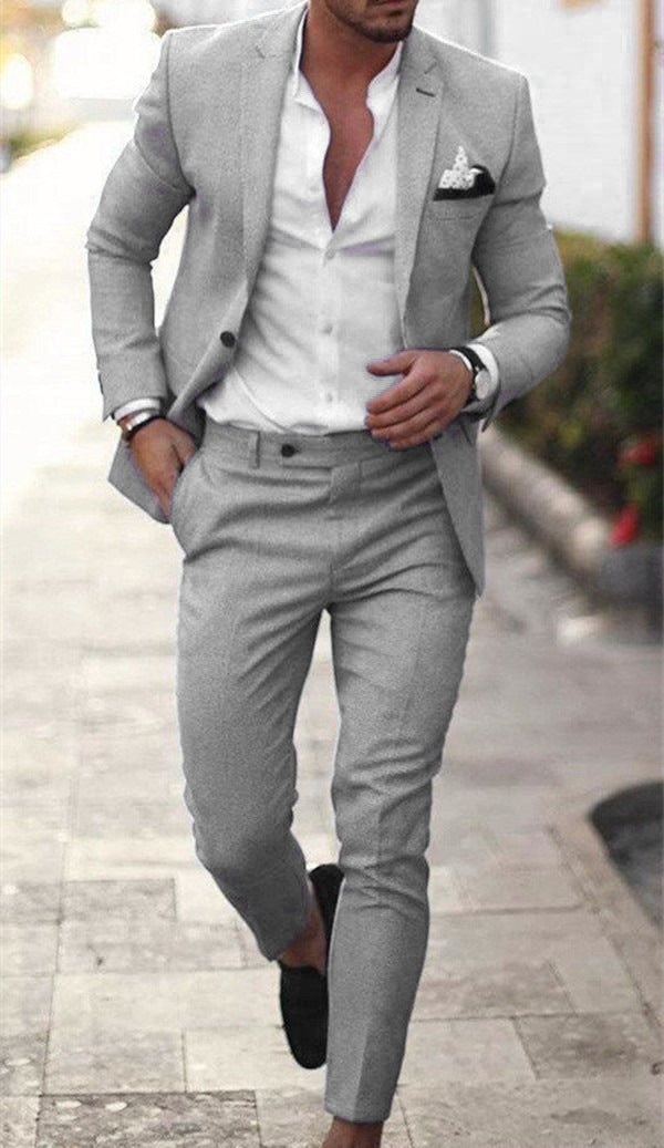 Men's Premium Linen Two-Piece Suit Slim Fit Wedding Suit