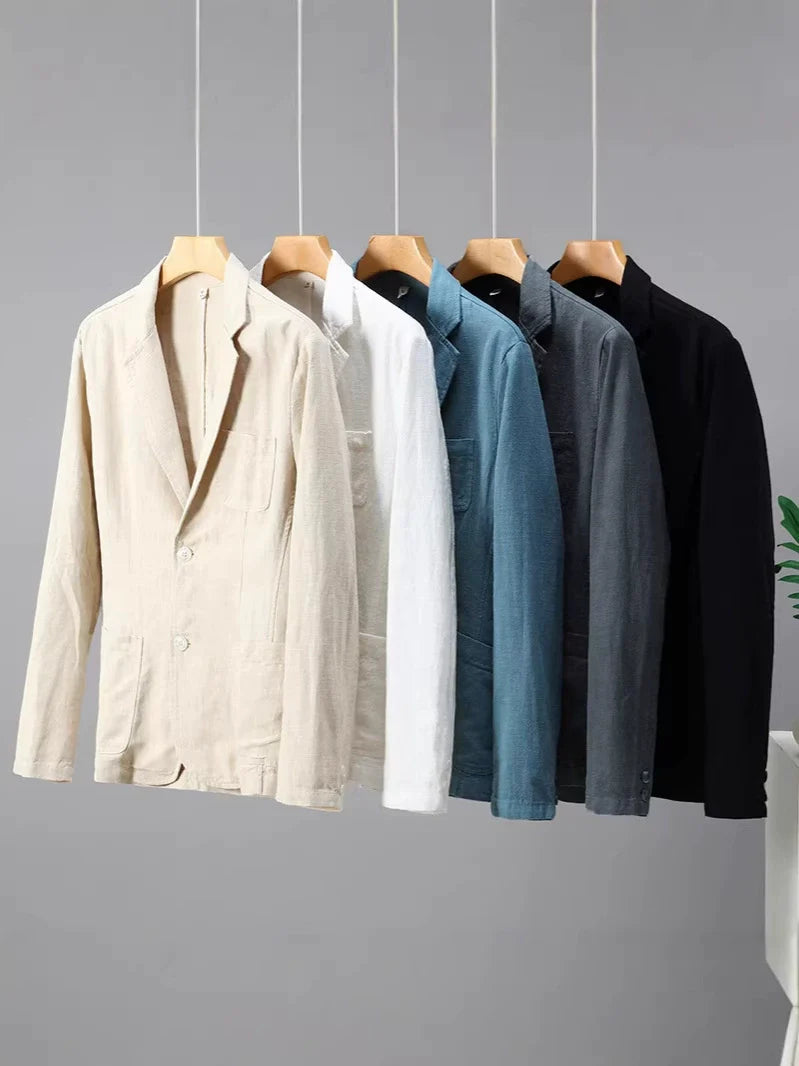 Men's Unstructured Linen Summer Suit Blazer Smart Casual