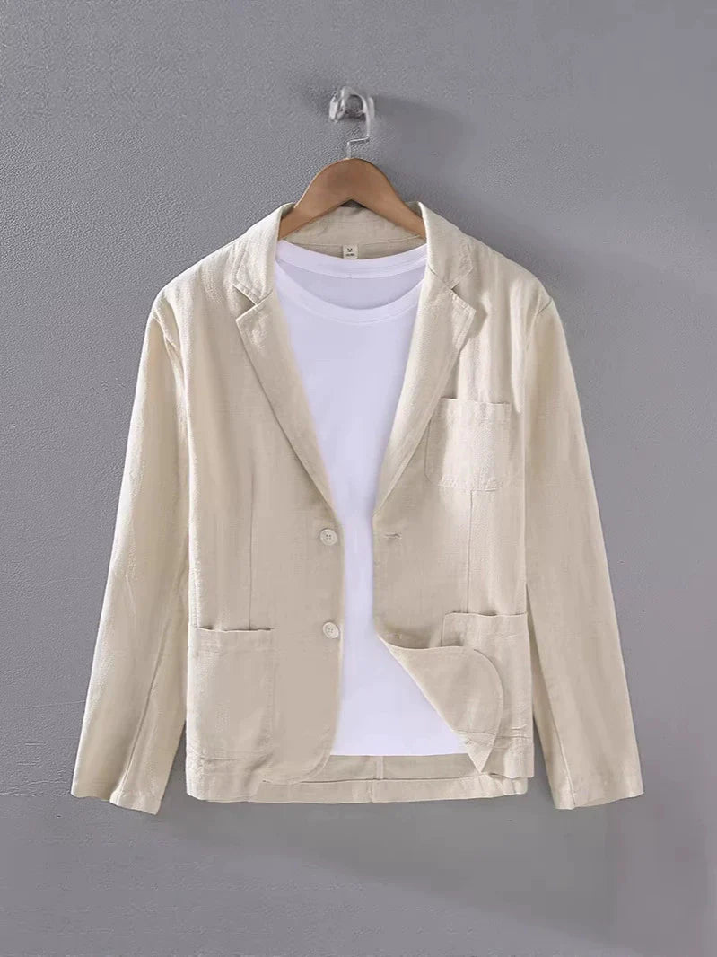Men's Unstructured Linen Summer Suit Blazer Smart Casual