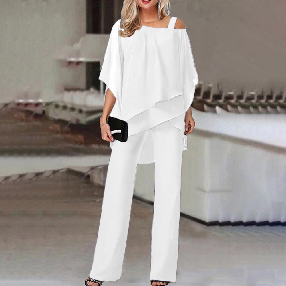 Women's Cold Shoulder Two-Piece Suit Set for Elegant Evenings