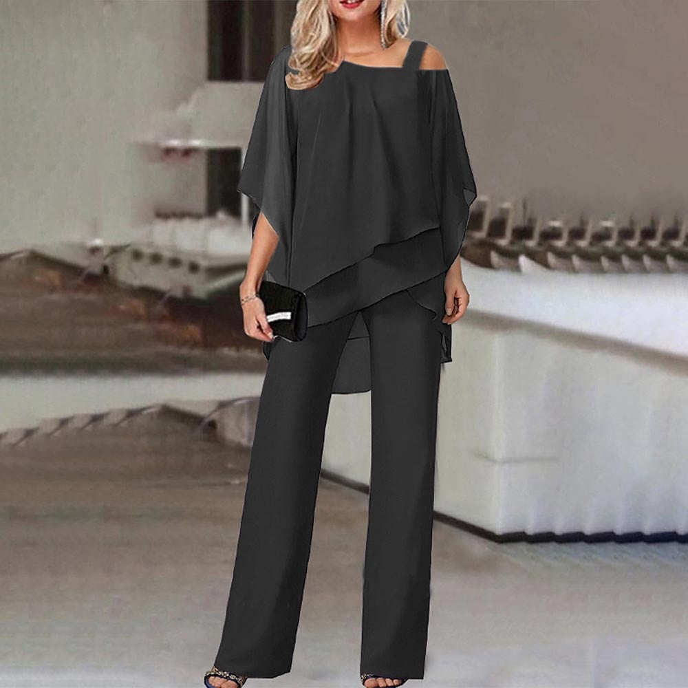 Women's Cold Shoulder Two-Piece Suit Set for Elegant Evenings