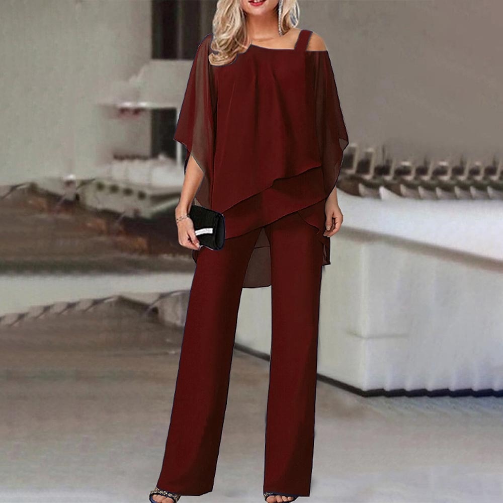 Women's Cold Shoulder Two-Piece Suit Set for Elegant Evenings