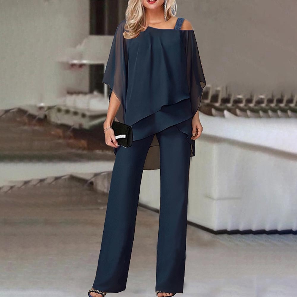 Women's Cold Shoulder Two-Piece Suit Set for Elegant Evenings