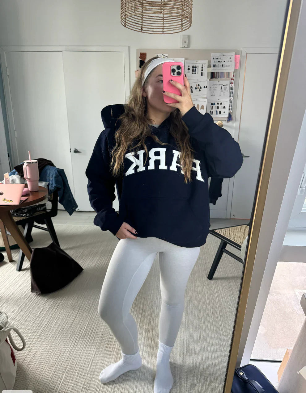 Women's Oversized Crewneck Sweatshirt with Chenille Collegiate Print