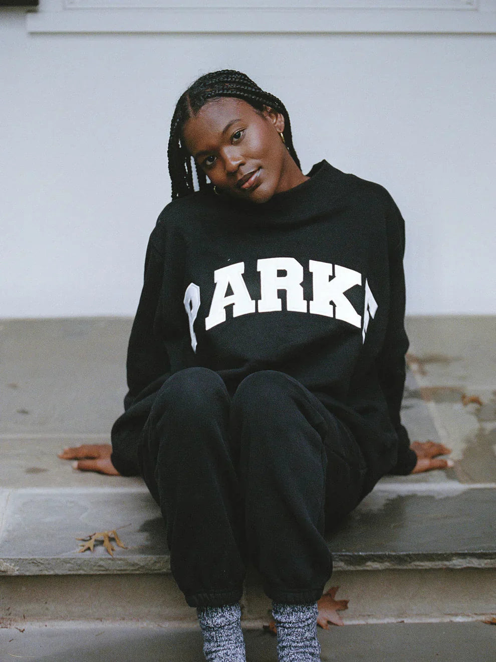 Women's Oversized Crewneck Sweatshirt with Chenille Collegiate Print