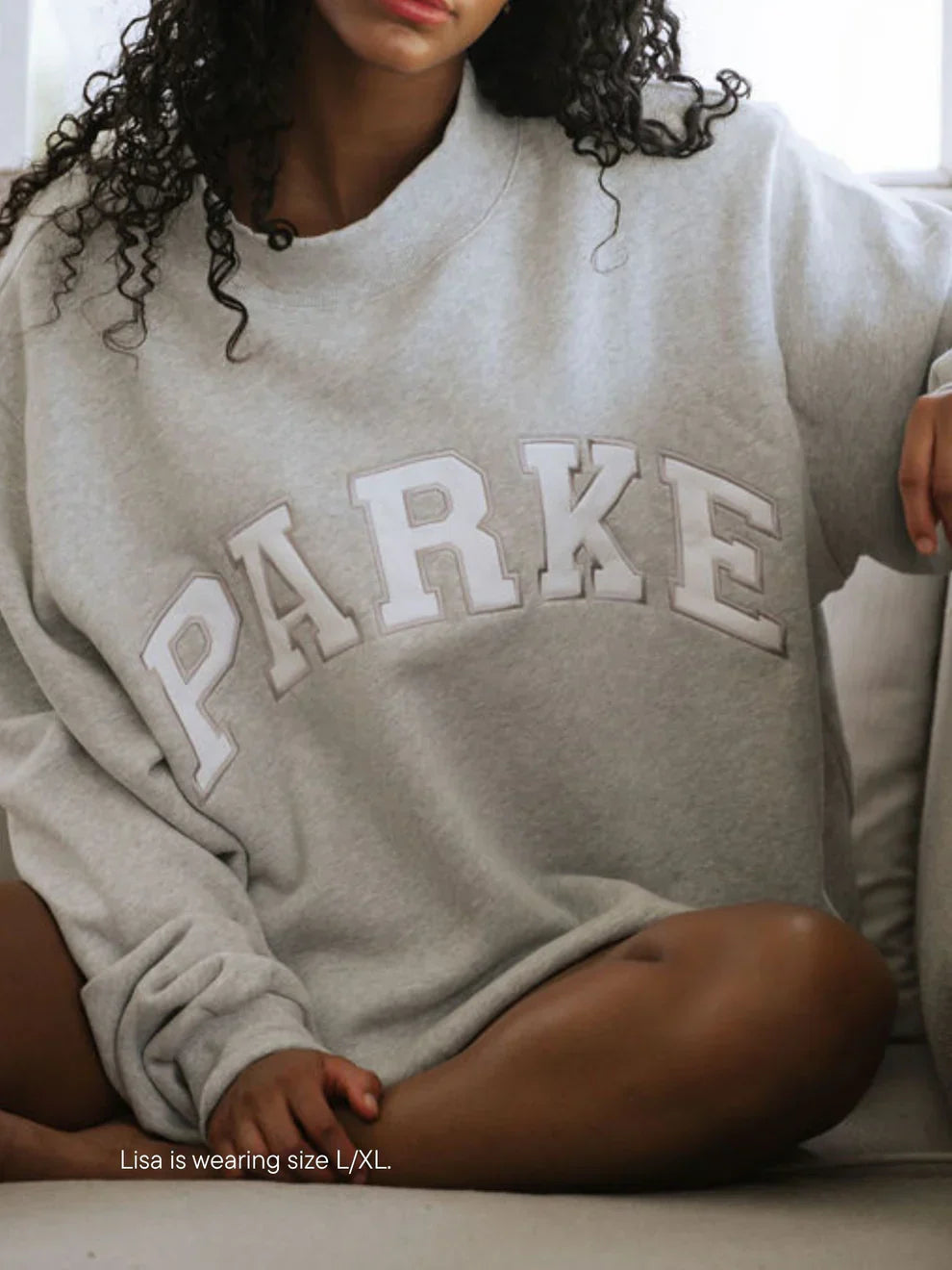 Women's Oversized Crewneck Sweatshirt with Chenille Collegiate Print