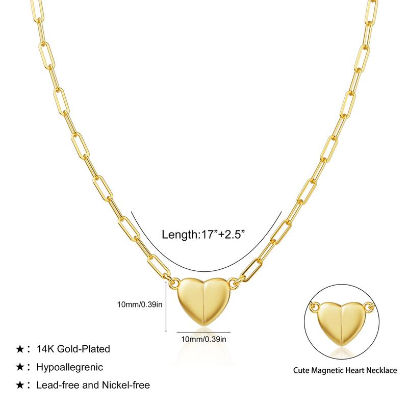 Women's Magnetic Heart Pendant Necklace Elegant Hypoallergenic Gift