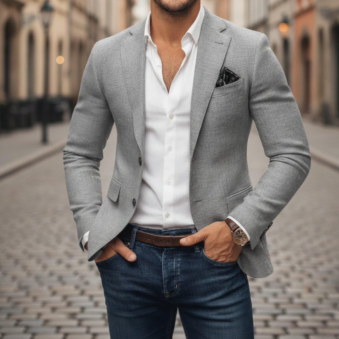 Men's Slim Fit Elegant Blazer for Smart Casual Occasions