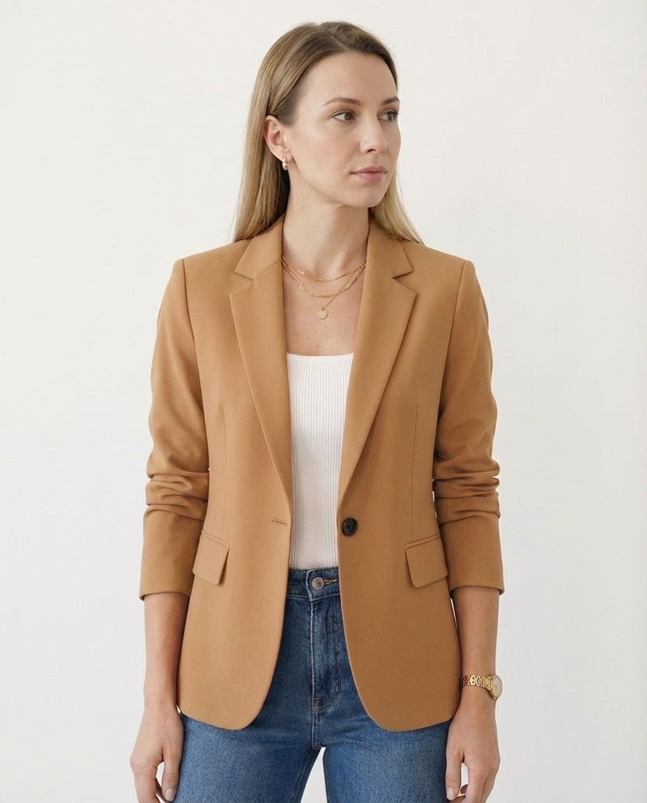 Women's Fitted Blazer Tailored Stretch Structured Silhouette All Seasons