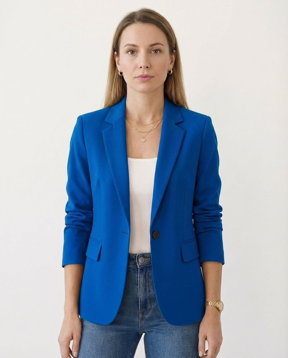 Women's Fitted Blazer Tailored Stretch Structured Silhouette All Seasons