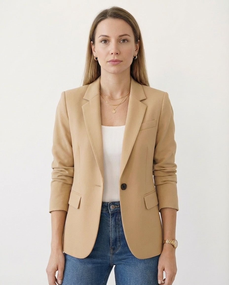 Women's Fitted Blazer Tailored Stretch Structured Silhouette All Seasons