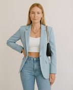 Women's Tailored Blazer Elegant Lapel Functional Pockets Midweight Jacket