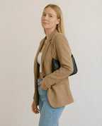 Women's Tailored Blazer Elegant Lapel Functional Pockets Midweight Jacket