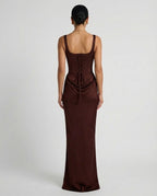 Women's Pleated Maxi Dress Off-Shoulder Cinched Waist Sling Dress