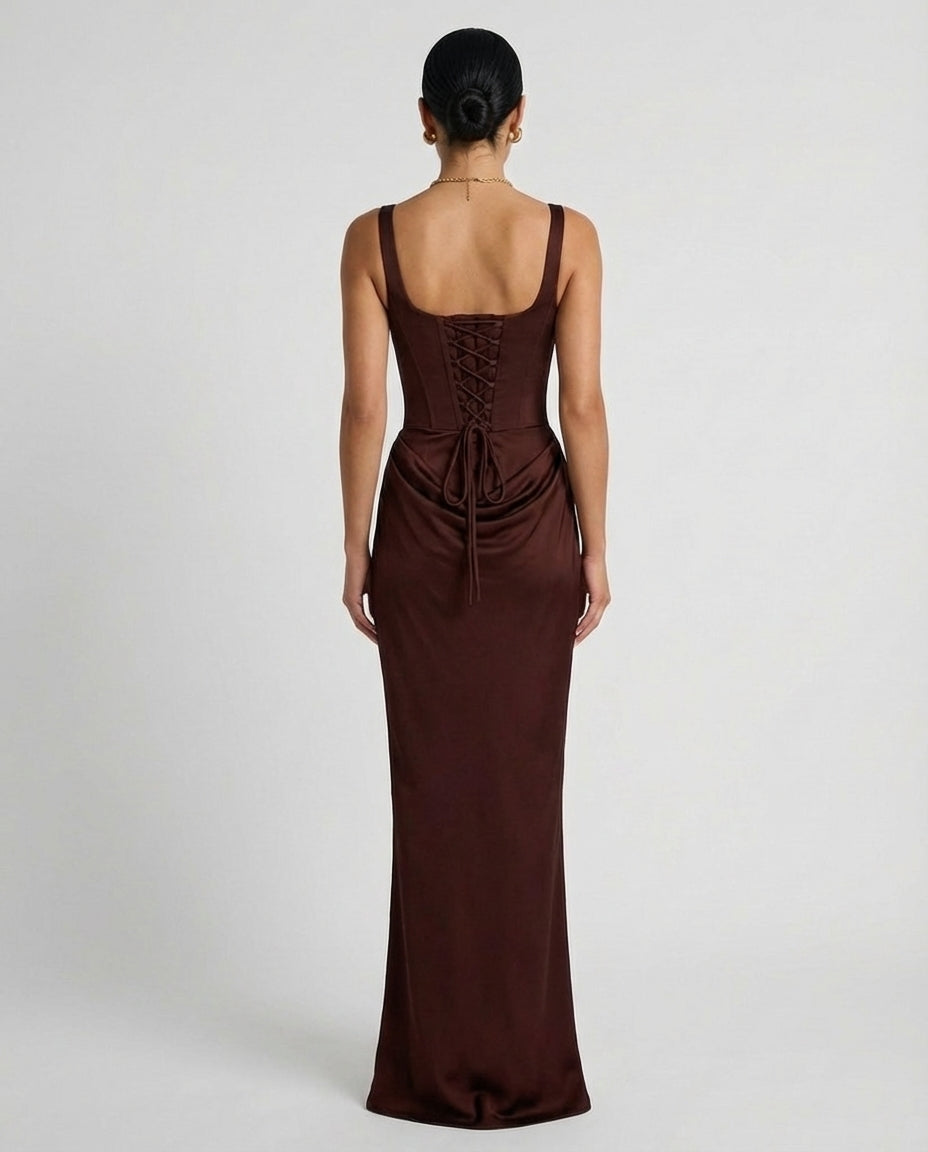 Women's Pleated Maxi Dress Off-Shoulder Cinched Waist Sling Dress